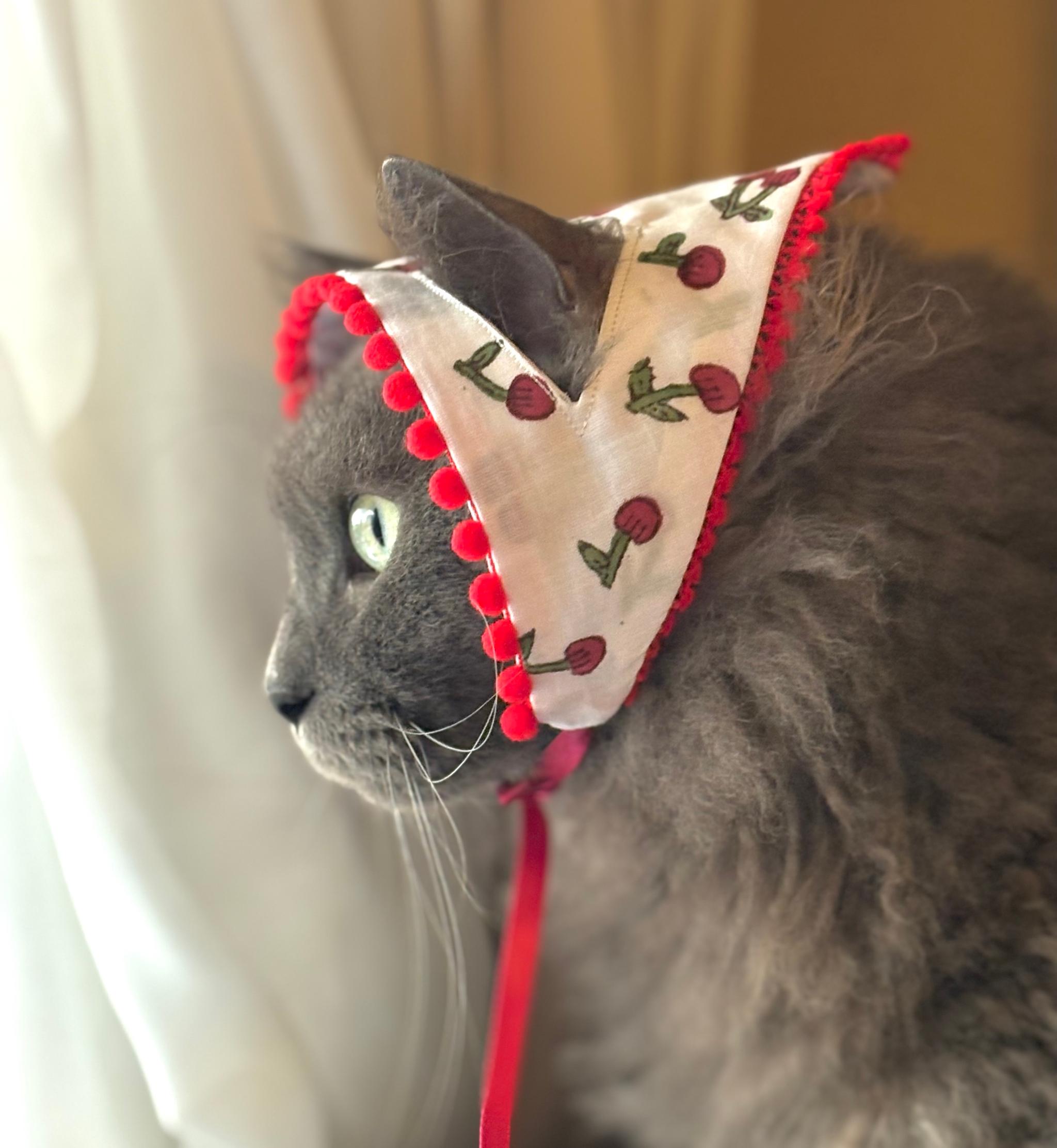 3/28、21:00〜CartOpen --シーズンバブーシュカ_さくらんぼバブーシュカ　ブロックプリント